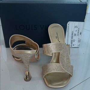 Louis Vuitton Crystal Embellished Gold Heels